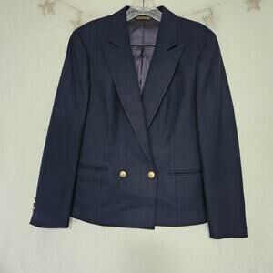 Womens Navy Vintage Medium Classic Doublebreast Blazer Jacket 80s Nautical Wool